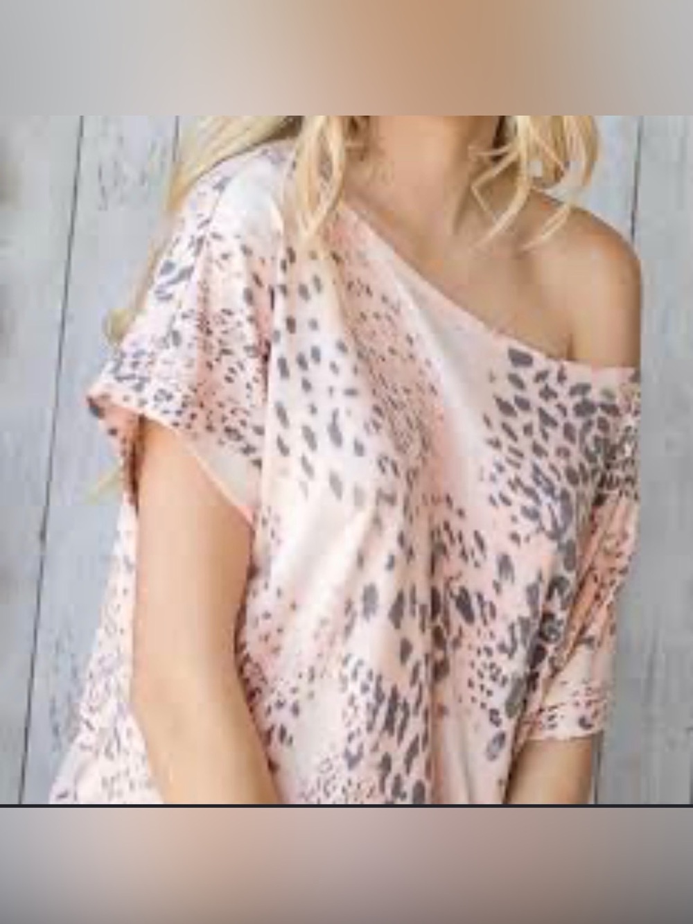 First Love Peach & Charcoal Leopard Print Short Sleeve Top